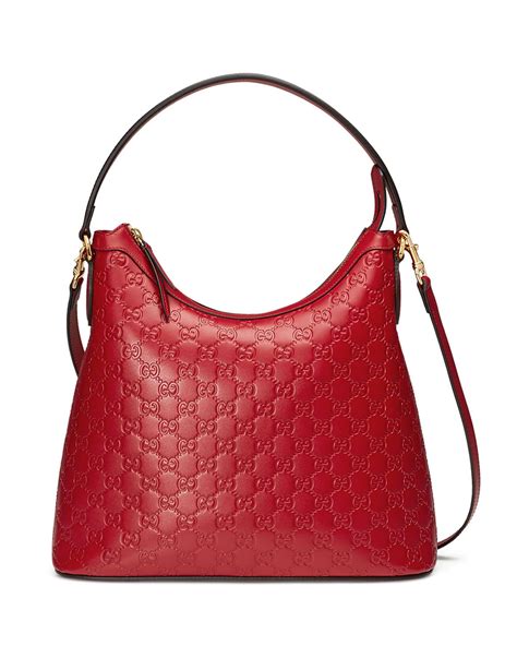 gucci hobo handbag red|Gucci guccissima bag.